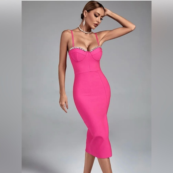 NWT fuchsia pink bandage dress - Picture 6 of 6